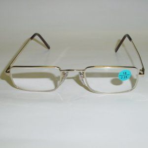 NWT Vintage 90's Small Rectangle Half Frame Reading Glasses +2.25 (S.Gold)